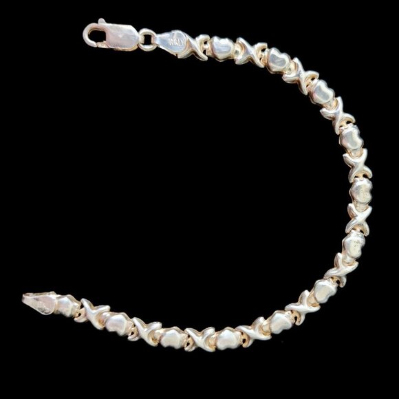 925 Sterling Silver Jewelry - Vintage 925 Sterling Silver XOXO Heart Link Bracelet 7" 6.2g Italy